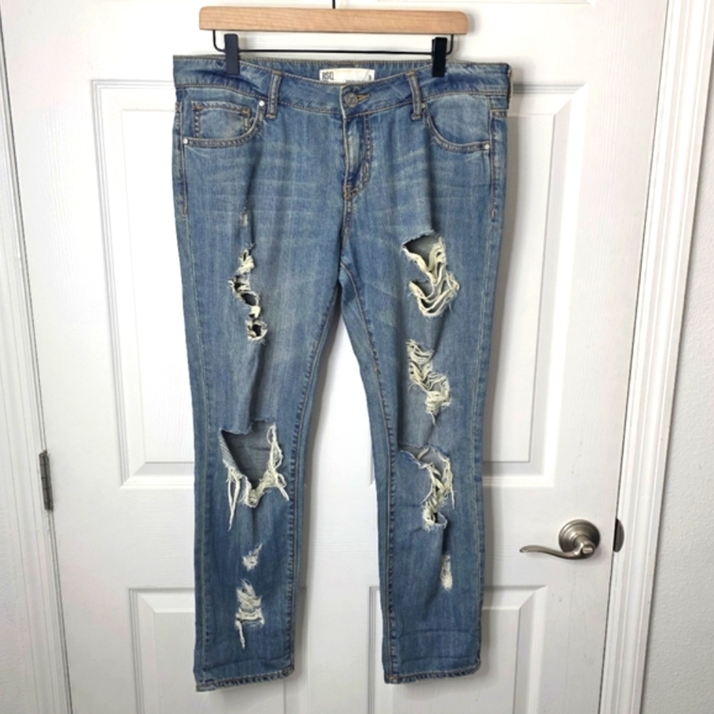 RSQ Brooklyn Slouch Jeans Distressed Light Blue Women's